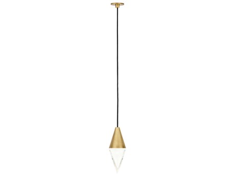 Visual Comfort Modern Turret 1-Light Natural Brass Mini Pendant