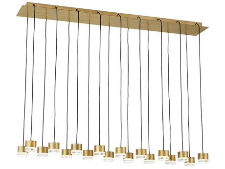 Visual Comfort Modern Gable 18-Light Natural Brass Island Pendant