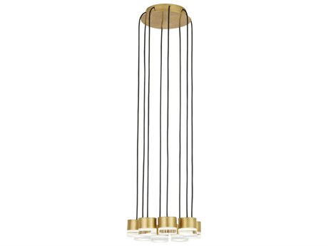 Visual Comfort Modern Gable 8-Light Natural Brass Mini Pendant