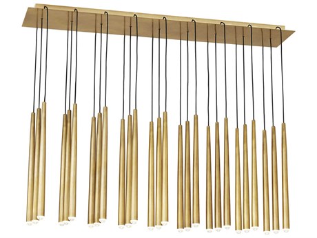 Visual Comfort Modern Pylon 27-Light Natural Brass Linear Island Pendant