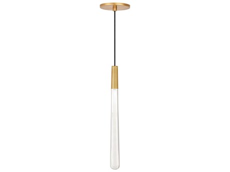 Visual Comfort Modern Pylon 1-Light Natural Brass Linear Mini Pendant