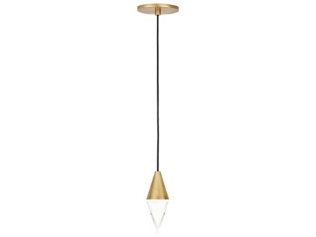Visual Comfort Modern Turret 1-Light Natural Brass Mini Pendant