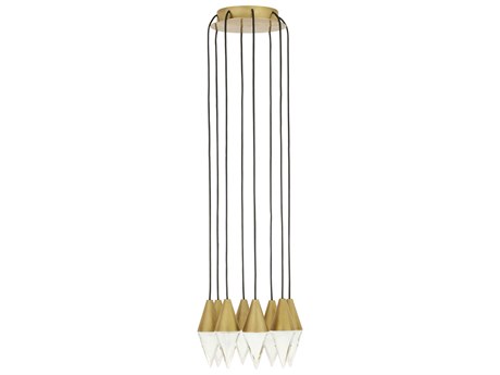 Visual Comfort Modern Turret 8-Light Natural Brass Mini Pendant
