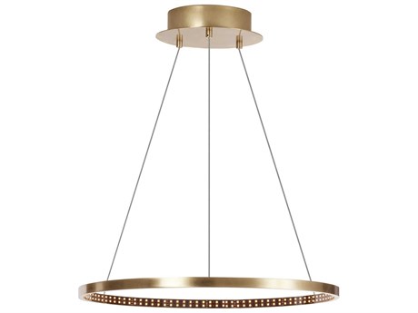 Visual Comfort Modern Vellavi 1-Light Natural Brass Round Pendant
