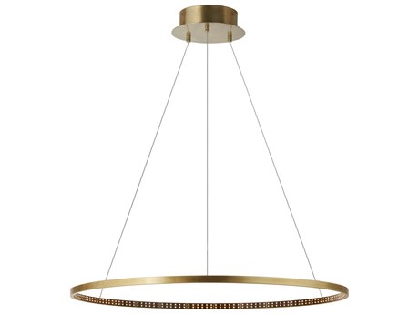 Visual Comfort Modern Vellavi 1-Light Natural Brass Round Pendant
