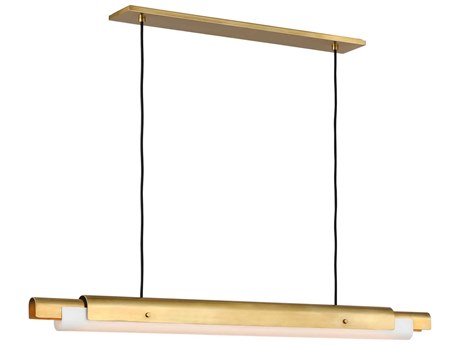 Visual Comfort Modern Ambrose 1-Light Hand Rubbed Antique Brass Linear Island Pendant