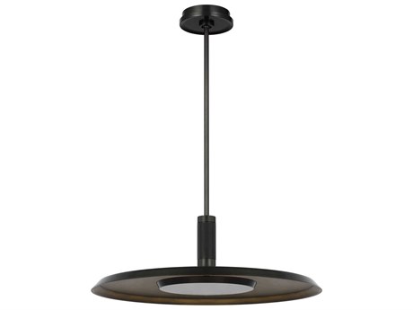 Visual Comfort Modern Saucer 1-Light Dark Bronze darkened Brass Round Pendant