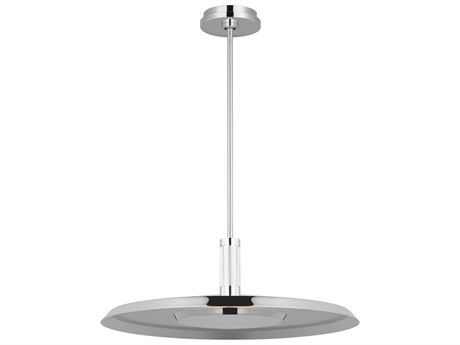 Visual Comfort Modern Saucer 1-Light Polished Nickel Round Pendant