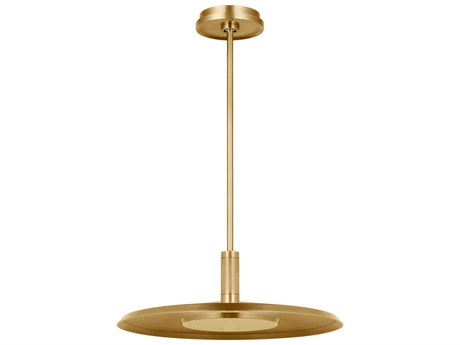 Visual Comfort Modern Saucer 1-Light Natural Brass Round Pendant