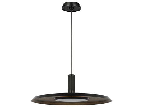 Visual Comfort Modern Saucer 1-Light Dark Bronze darkened Brass Round Pendant