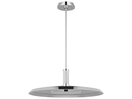 Visual Comfort Modern Saucer 1-Light Polished Nickel Round Pendant