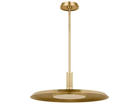 Visual Comfort Modern Saucer 1-Light Natural Brass Round Pendant