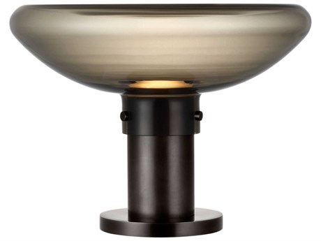 Visual Comfort Modern Morgan Burnished Bronze Smoke Etched Glass Table Lamp