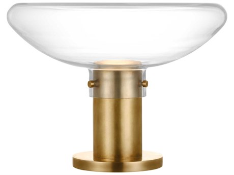 Visual Comfort Modern Morgan Clear Etched Glass Brass Table Lamp