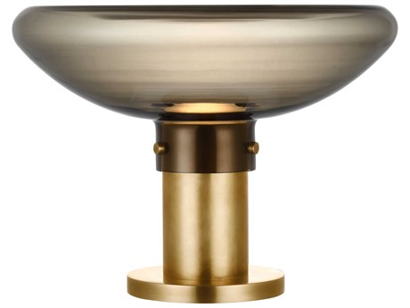 Visual Comfort Modern Morgan Smoke Etched Glass Brass Table Lamp