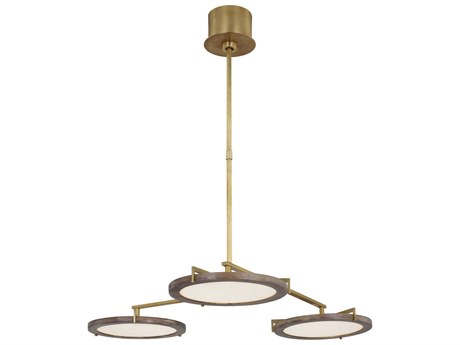 Visual Comfort Modern Shuffle 3-Light Natural Brass Round Chandelier
