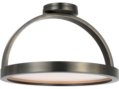 Visual Comfort Modern Cerne 1-Light Dark Bronze Round Semi Flush Mount