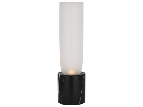 Visual Comfort Modern Volver Black Marble Clear Etched Glass Table Lamp