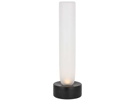 Visual Comfort Modern Volver Black Marble Clear Etched Glass Table Lamp