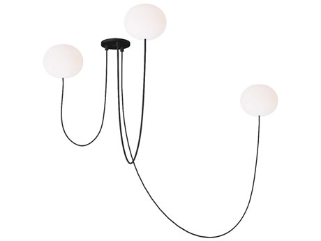 Visual Comfort Modern Helium 3-Light Matte Black Globe Chandelier