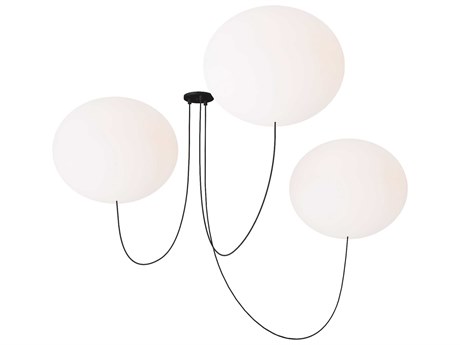 Visual Comfort Modern Helium 3-Light Matte Black Globe Chandelier