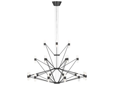 Visual Comfort Modern Lassell 42-Light Dark Bronze Geometric Tiered Chandelier