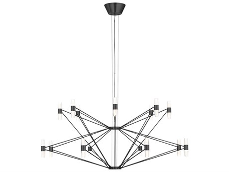 Visual Comfort Modern Lassell 48-Light Dark Bronze Geometric Tiered Chandelier