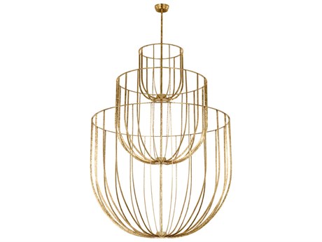 Visual Comfort Modern Sanchi 4-Light Polished Antique Brass Tiered Chandelier