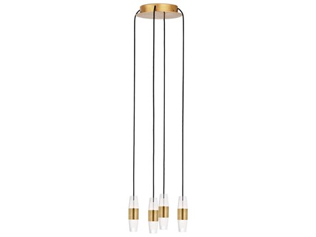 Visual Comfort Modern Lassell 4-Light Natural Brass Mini Pendant
