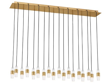 Visual Comfort Modern Lassell 18-Light Natural Brass Linear Island Pendant