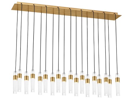 Visual Comfort Modern Lassell 18-Light Brass Linear Island Pendant