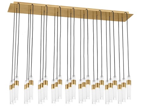 Visual Comfort Modern Lassell 27-Light Natural Brass Linear Island Pendant