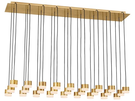 Visual Comfort Modern Gable 27-Light Hand Rubbed Antique Brass Linear Island Pendant