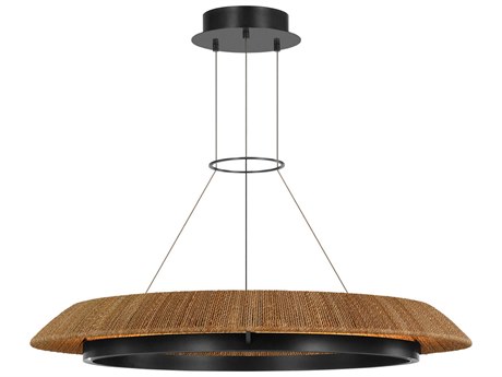Visual Comfort Modern Noa 1-Light Bronze Natural Pendant