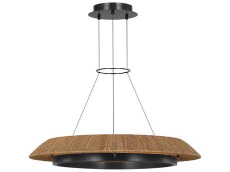 Visual Comfort Modern Noa 1-Light Bronze Natural Pendant