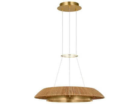 Visual Comfort Modern Noa 1-Light Hand Rubbed Antique Brass Natural Pendant