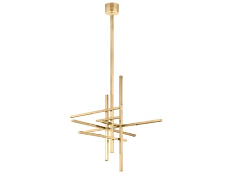 Visual Comfort Modern Cityscape 6-Light Hand Rubbed Antique Brass Geometric Linear Chandelier