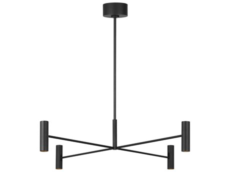Visual Comfort Modern Ponte 8-Light Nightshade Black Cylinder Chandelier