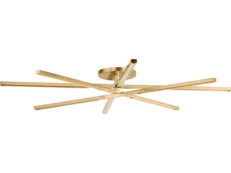 Visual Comfort Modern Cityscape 8-Light Hand Rubbed Antique Brass Geometric Linear Flush Mount