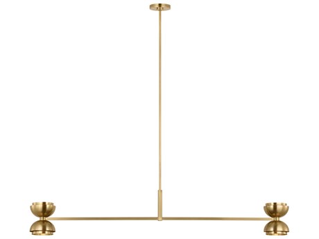Visual Comfort Modern Shanti 2-Light Natural Brass Dome Linear Island Pendant