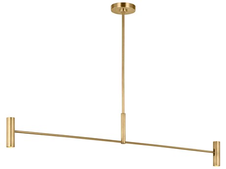 Visual Comfort Modern Ponte 4-Light Hand Rubbed Antique Brass Linear Island Pendant