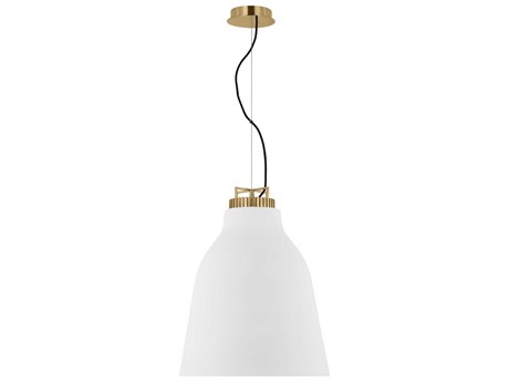 Visual Comfort Modern Forge 1-Light White Natural Brass Pendant