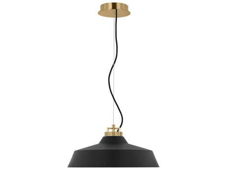 Visual Comfort Modern Forge 1-Light Black Natural Brass Pendant