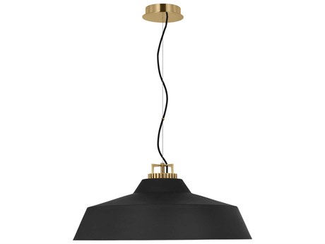 Visual Comfort Modern Forge 1-Light Black Natural Brass Pendant