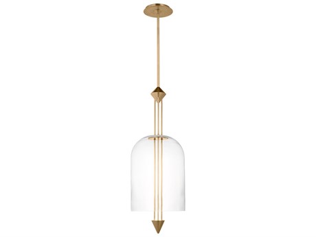 Visual Comfort Modern Cathedral 1-Light Natural Brass Mini Pendant