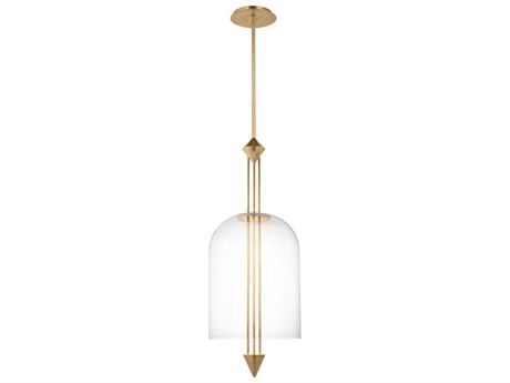 Visual Comfort Modern Cathedral 1-Light Natural Brass Pendant