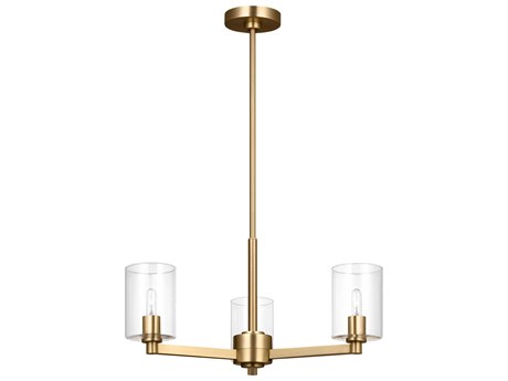 Visual Comfort Studio Fullton 3-Light Satin Brass Candelabra Cylinder Chandelier