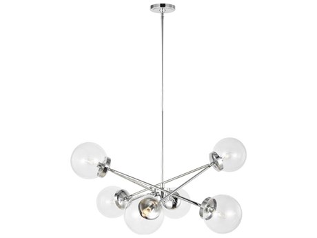 Visual Comfort Studio Tierney 6-Light Chrome Globe Chandelier