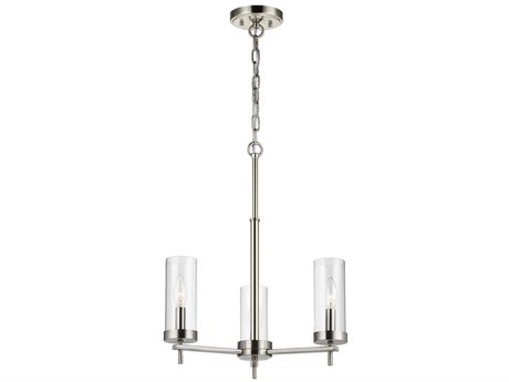Visual Comfort Studio Zire 3-Light Brushed Nickel Candelabra Cylinder Chandelier