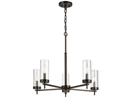 Visual Comfort Studio Zire 5-Light Brushed Oil Rubbed Bronze Candelabra Cylinder Chandelier